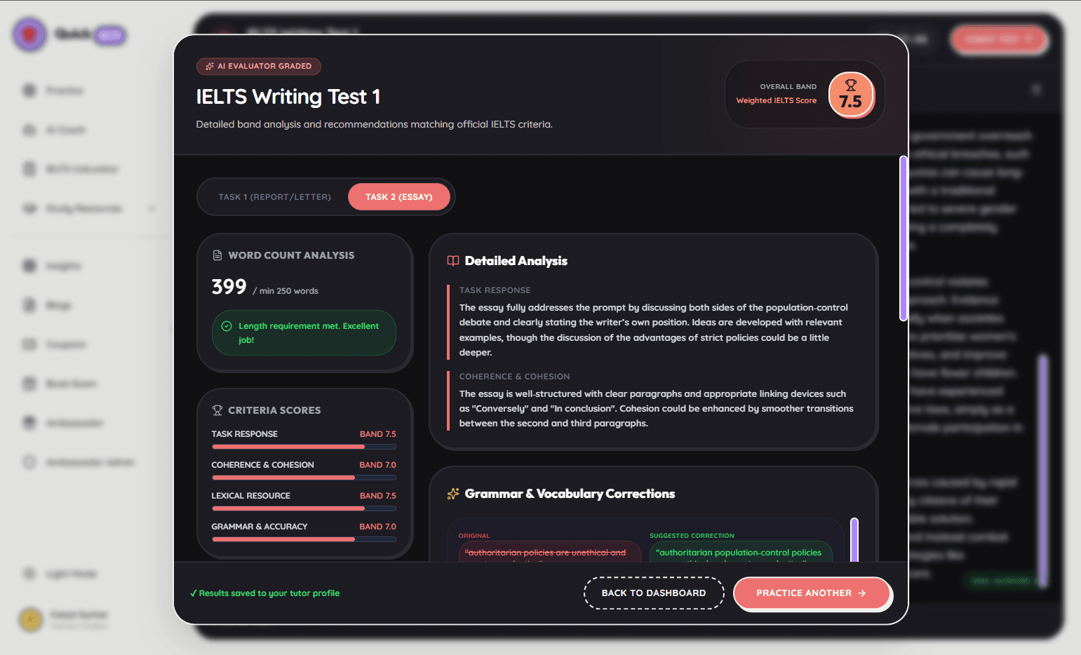 QuickIELTS SASS Web App Core UX