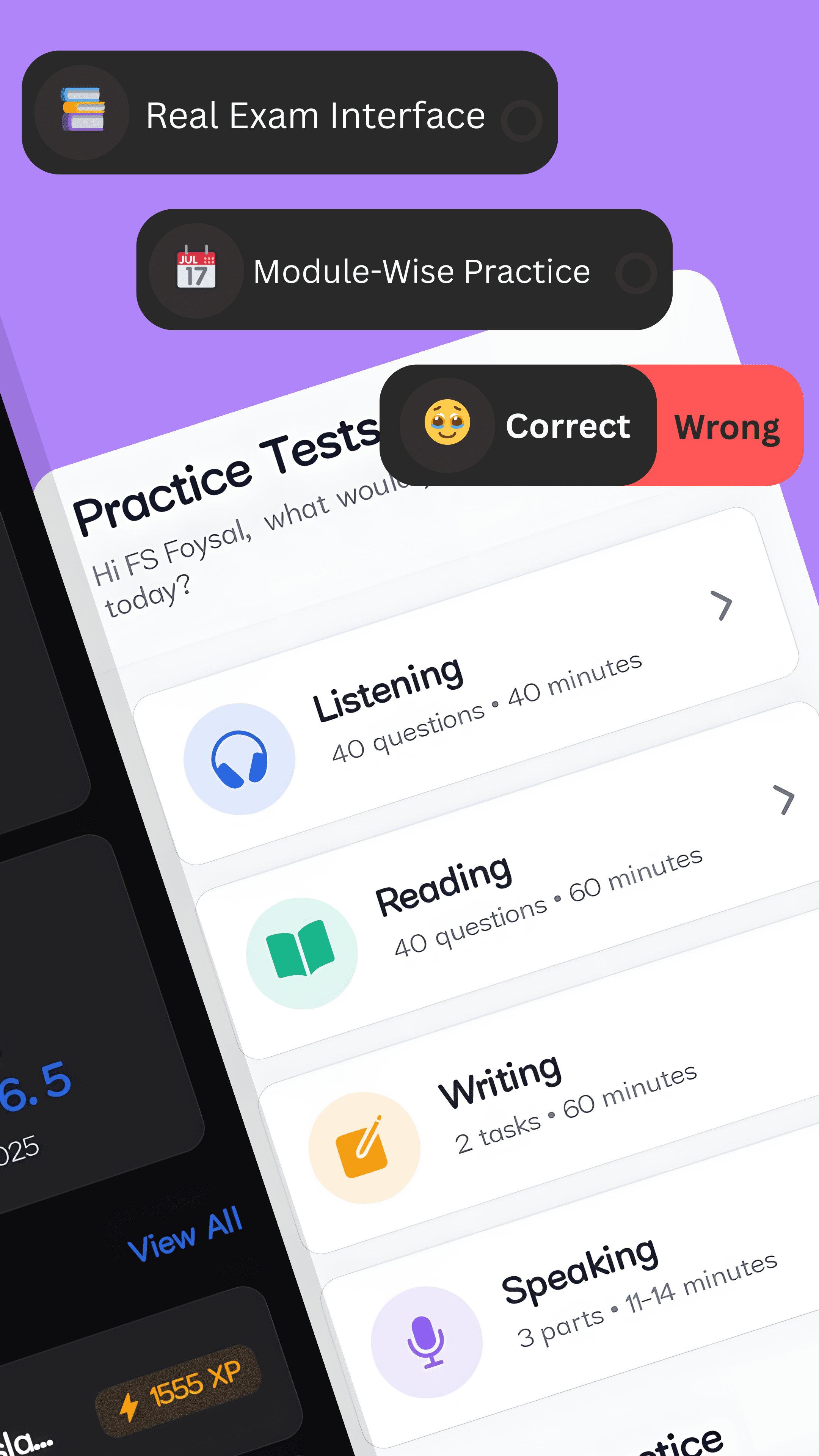 QuickIELTS App Interface