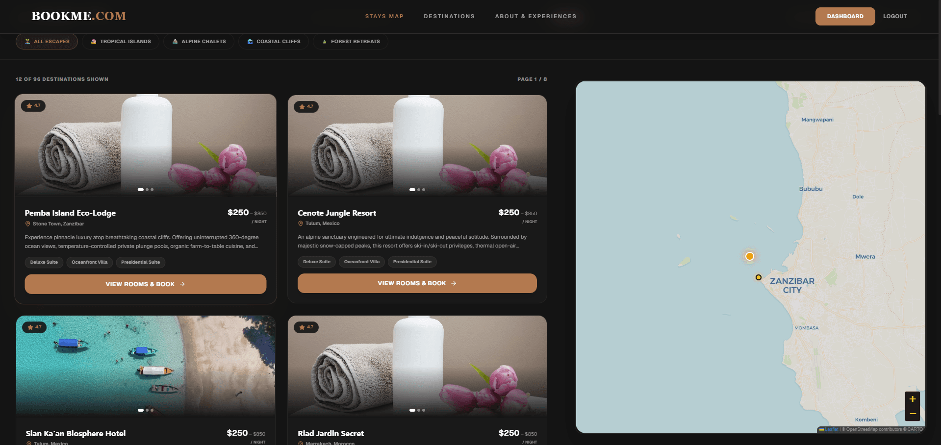 Bookme Resort Booking App Interface
