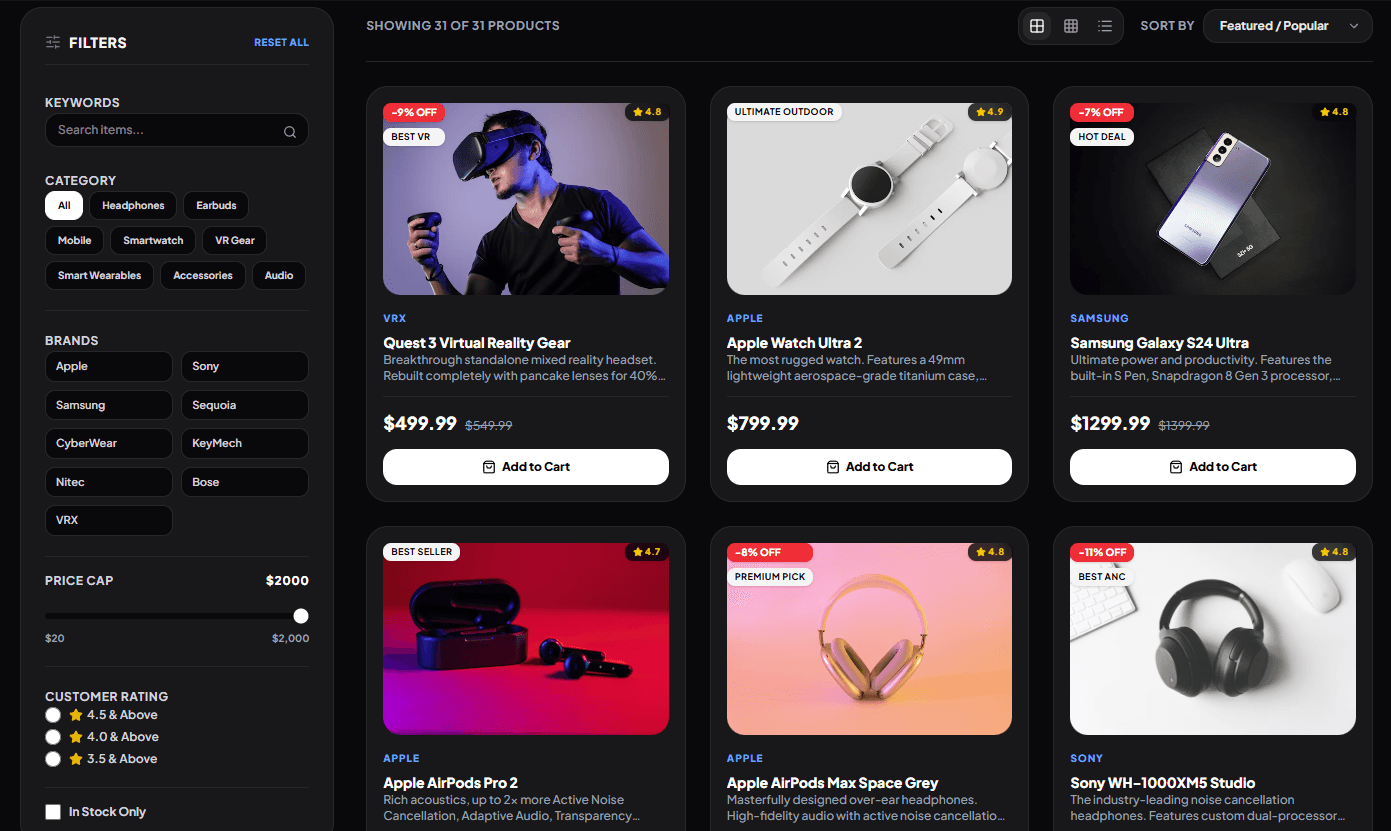 Gadget Ecommarce Store Interface